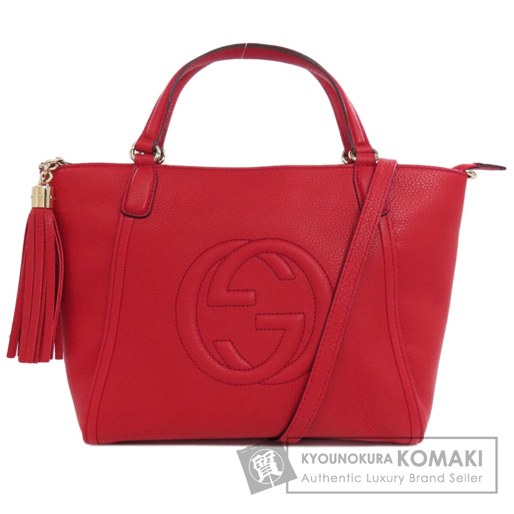 Gucci Soho Leather Top Handle Bag signature embossed GG Red